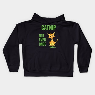 Catnip Not Even Once Ginger Cat Crazy Kitty Kids Hoodie